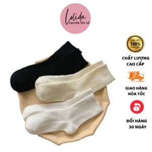 Tất nữ LOLIDA -Tất vớ nữ dệt kim cố trơn dễ thương điệu đà thoáng mát mã T86